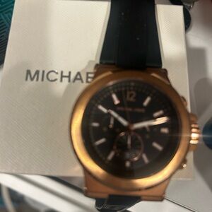 Michael Kors Rose Gold and Black Chronograph Watch